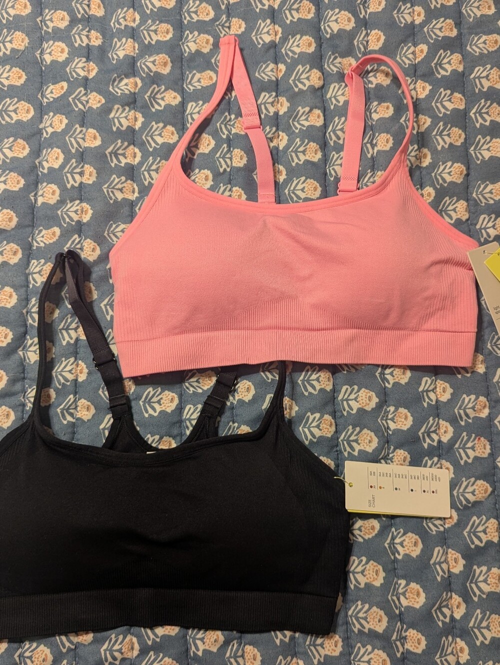 all in motion Light Support Sports Bra Bundle Ribbed Black and Pink sz L NWT